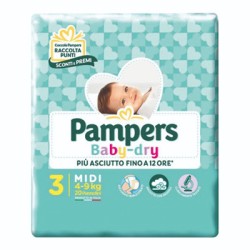 PAMPERS BABY DRY MIDI PZ.20...